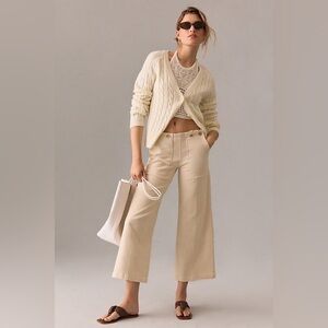 Anthropologie || Pilcro Kit Cropped High-Rise Wide-Leg Trouser Jeans Ivory 32